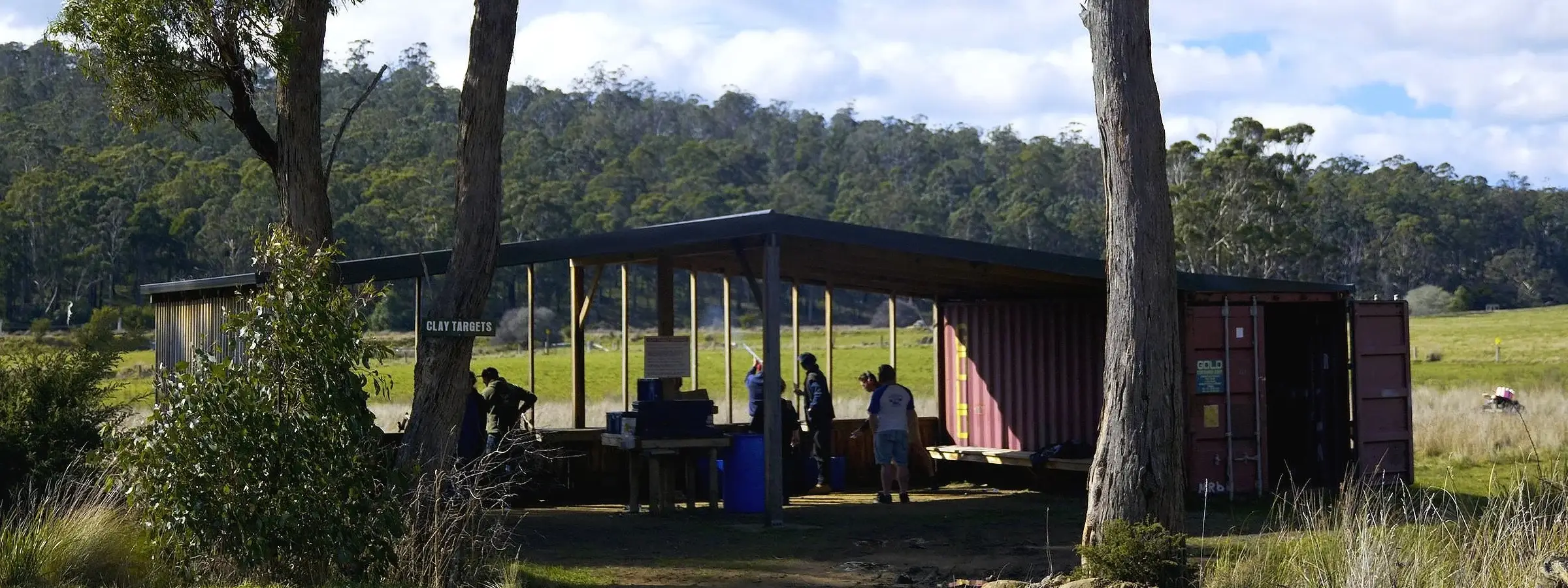 A shooting range surrounded by trees
